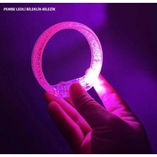 Beruflic Pembe LED Işıklı Baskı Yapılabilen Pilli Bileklik Bilezik 1,5 cm Genişlik BX40