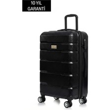 1001 Orta Boy Polikarbon Valiz, 68X40X26CM, Tsa Kilit, 360° Tekerlek, Siyah