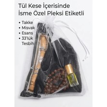 SHR Tasarım 10 Adet Isme Özel Tül Kese Içerisinde Takke Tesbih Esans Misvak Hac Umre Erkek Mevlüt Hediyelik
