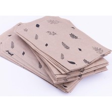 1001 Karışık Yaprak Desenli Kese Kağıdı, Kraft Üzeri Siyah 11X20-100 Adet