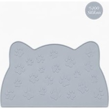 Frefly Store %100 Silikon Kokusuz Plastik ve Pvc Içermez Kedi Beslenme Paspası Kedi  Matı Gri