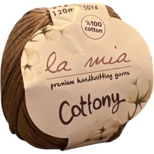 1001 La Mia Cottony Premium El Örgüsü İPI,%100 Pamuk, 50 gr / 120 Mt, Kahverengi