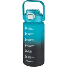 Frefly Store 1500ML -Yenilenen Renkler- Pipetli/pipetsiz Kullanım Çift Renk Softtouch Motivasyon Matarası Çıkartma Hediyeli