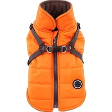 Frefly Store Dağcı Kış Köpek Montu Entegre Koşum Takımı ile Çekmez Soğuk Hava Su Geçirmez Sıcak Polar Arka Fermuar Küçük ve Orta Köpekler Için, Turuncu, Büyük