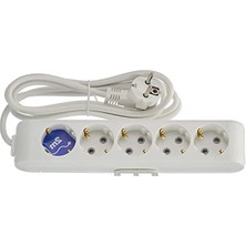 Frefly Store 5'li Topraklı Kablolu Priz, 2 Metre Uzunluk, Güvenli Elektrik Bağlantısı