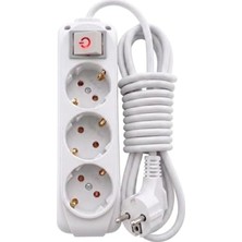 Frefly Store Anahtarlı 3'lü Priz, 2 Metre Uzatma Kablosu ile Güvenli Elektrik Kullanımı