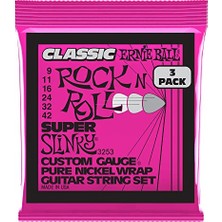 Frefly Store Ernie Ballu Süper Slinky Klasik Rock And Roll Elektro Gitar Dizeleri Saf Nikel Yara 3 Paket Ölçer 9-42