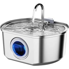 Frefly Store Su Seviyesi Göstergeli 3.2 L Paslanmaz Çelik Kedi Köpek Için Otomatik Su Pınarı Su Çeşmesi Hareket Sensörsüz