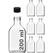Frefly Store Afracam 200 cc Kapaklı Cold Brew Şişesi 200 ml Yassı Soğuk Kahve Cam Şişe 6 Adet (Siyah (Plastik))
