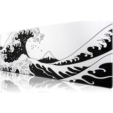 Frefly Store Klasse Pro - 10 Farklı Model Dikişli Kenar 90X40 cm Oyuncu Gaming Mouse Pad (Oki Nami Ura, 90X40 Cm)