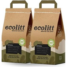 Frefly Store 2'li Avantaj Paketi Ecolitt Kraft Pakette Tozsuz ve Topaklanan Kahverengi Bentonit Natura Kedi Kumu 2x8 kg
