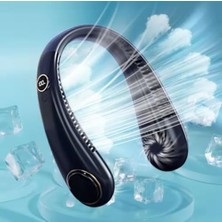 Frefly Store Yeni Nesil Boyun Askılı Giyilebilir Mini Fan 5 Kademeli Dijital Göstergeli Boyun Fanı Soğutucu Vantilatör Beyaz
