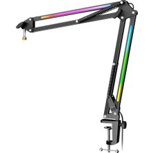 Frefly Store Fıfıne Ampligame BM38 Metal Mikrofon Bom Kol Standı Rgb Oyun Için | Oyun Rgb Mikrofon Kolu, Masa Montaj Kelepçesi, 1 cm Ila 0,6 Inç Vida Adaptörü, Kayıt Akışı Için