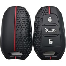 Frefly Store Kırmızı Silikon Anahtar Kabı, Peugeot Rifter Uyumlu