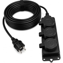 Frefly Store 3’lü Grup Priz 3x2.5mm Ttr Topraklı Siyah Kauçuk Uzatma Kablosu (5 Metre)