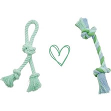 Frefly Store Doğal Pamuk Halat Seti - Yavru ve Küçük Irk Köpek Oyuncağı, Çekiştirme ve At Getir Oyuncağı, 2'li Set