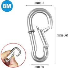 Frefly Store 8 mm Yaylı Paslanmaz Çelik Karabina Kanca - 5'li Set