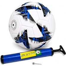 Frefly Store Aksu Futbol Topu Dikişli Tpu Deri 5 Numara 380GR 32 Panel ve 23CM Top Şişirme Pompası Set (Mavi-Siyah-Beyaz)