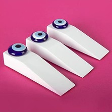Frefly Store 3 Adet Beyaz Ahşap Nazar Boncuklu Kapı Stoperi Seti