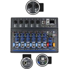 Frefly Store Midex MDX-07FXU 7 Kanal Ses Mikseri Deck Mikser (Kayıt USB Efekt)