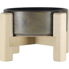 Frefly Store Ahşap Standlı Seramik  ve Su Kabı | Ergonomik Tasarım | 2 Farklı Yükseklik (Toprak)