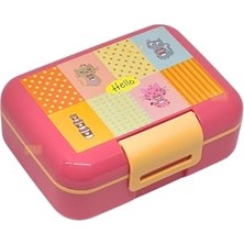 Frefly Store Bento 1600ML Lunchbox Sevimli Kedi Desenli Tek Katlı 2 Bölmeli Pp Plastik Sefer Tası Yemek Kutusu