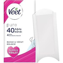 Frefly Store Veet Pure Hipoalerjenik Ağda Bandı, Bacak ve Vücut Bölgesi 40'lı Süper Fırsat Paketi