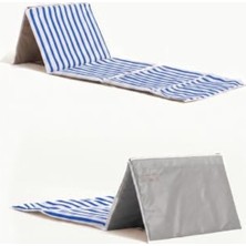 Frefly Store Katlanabilir Şezlong, Mavi Beyaz Çizgili Tasarım