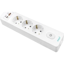 Frefly Store Üçlü Anahtarlı USB Hızlı Şarjlı Topraklı Priz, 2m, Çocuk Korumalı