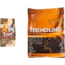 Frefly Store Enjoy Kuru Kedi Sı, Tavuklu, Yetişkin, Keten Tohumu ile Omega 3 & 6 Katkısı, 1 kg ve Trendline Kuzu Etli Yetişkin Kedi Sı 1 kg