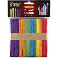 Frefly Store Sert Kırtasiye Ahşap Geniş Renkli Dil Çubuğu Abeslang 50LI Paket