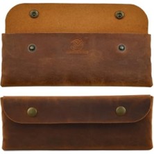 Frefly Store El Yapımı Hakiki Deri Kalemlik - Vintage Tasarım, Camel Renk
