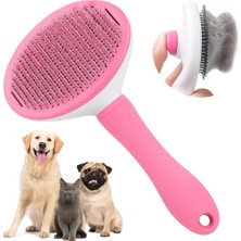 Frefly Store Sogud Pembe Otomatik Temizlenen Tüy Toplama Tarağı – Basmalı Mekanizmalı Kedi ve Köpek Tarak – Çelik Iğneli, Cilt Dostu, Ergonomik Saplı – Uzun ve Kısa Tüyler Için Bakım