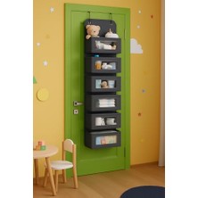 Frefly Store 6 Katlı Kapı Arkası Düzenleyici Raf Bebek Eşyası Çocuk Odası Banyo Organizer (Antrasit)