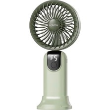 Frefly Store Auhma AUFN19 5 Kademeli Güçlü El Fanı Mini Fan – Şarjlı Taşınabilir Mini Vantilatör, Dijital Ekranlı, Sessiz Çalışma, Uzun Pil Ömrü, Masaüstü & El Tipi Kullanım (Yeşil)