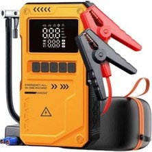 Frefly Store Jump Starter Auhma Akü Takviye Cihazı 10.000 Mah 4'ü 1 Arada Powerbank Çantalı Hava Kompresörü Sarı