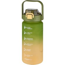 Frefly Store 1500ML -Yenilenen Renkler- Pipetli/pipetsiz Kullanım Çift Renk Softtouch Motivasyon Matarası Çıkartma Hediyeli