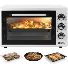 Frefly Store Akel AF340L 34 Lt Beyaz Midi Fırın, Iç Aydınlatmalı, Zaman Ayarlı, Izgara ve Fırın, 2 Tepsi 1 Tel Izgara
