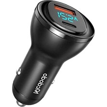 Frefly Store Dijital Göstergeli Araç Çakmak Şarj Aleti, 95W, Type-C ve USB Girişi