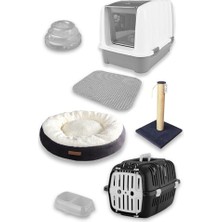 Frefly Store Premium Kedi Başlangıç Seti - Lüks Kapalı Kedi Tuvaleti, Taşıma Sepeti, Yatak, Tırmalama, 3 Katlı Oyuncak, Paspas,  Kabı, Kürek - Lkt2