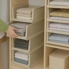 Frefly Store Arvale 3'lü Kayar Raf Elbise Dolap Içi Organizeri - Mutfak Banyo Düzenleme Depolama Üst Üste Dizilebilir (1, Latte)