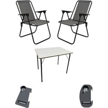 Frefly Store 2 Adet Katlanır Kamp Sandalyeleri ve Bardaklık Takımı