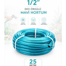 1001 1/2" 25 Metre Örgülü Bahçe Hortumu Balkon Bahçe Sulama Temizlik Araç Yıkama Su Hortumu Dolanm