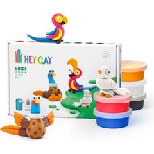 Frefly Store Hey Clay Kuşlar: Sülün, Ara Papağan, Güvercin Seti - Hava Kuru Kil Kiti 6 Kutu ve Eğlenceli Interaktif Talimatlar Uygulaması ile Şekillendirme Araçları