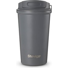 Frefly Store 4 Work Flip Open Coffee Mug Çelik Termos 400 Lilitre Grey ST-251