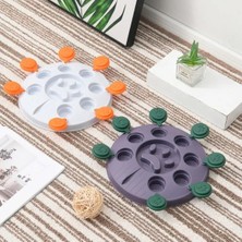 Frefly Store Kedi ve Köpek Bulmacası Yavaş Yeme Kabı Gri-Turuncu Renkli
