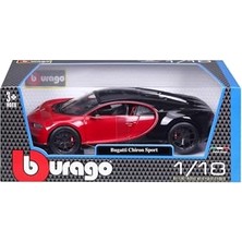 Frefly Store Bugatti Chiron Sport: Model Araba, 1:18 Ölçeğinde, Kapılar ve Motor Kaputu Açılabilir, Döndürülebilir, 26 Cm, Siyah/kırmızı (18-11044R)