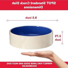 Frefly Store Seramikten Beyaz/mavi Kedi Kase, 9,5 Inç