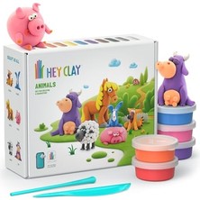 Frefly Store Hey Clay Hayvanlar Seti - Hava ile Kuruyan 15 Kutu Kil Seti ve Şekillendirme Aletleri ile Eğlenceli ve Etkileşimli Talimatlar Uygulaması