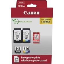 Frefly Store Canon PG-545 + 546 Renkli + Siyah 2'li Set Kartuş + Kağıt Hediyeli